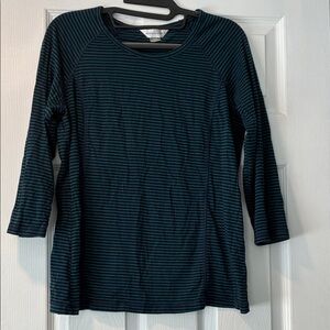 Christopher & Banks Navy Striped 3/4 Sleeve Tee